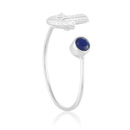 Hand of Hamsa Open Ring | Lapis Lazuli
