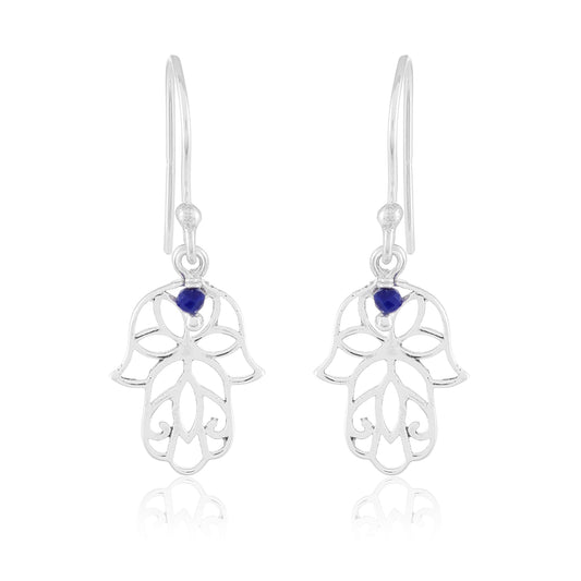 Hand of Hamsa Earrings| Lapis Lazuli